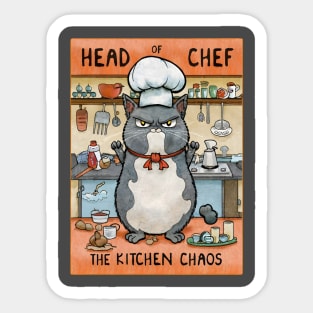 Funny cat head of chef the kitchen chaos Sticker